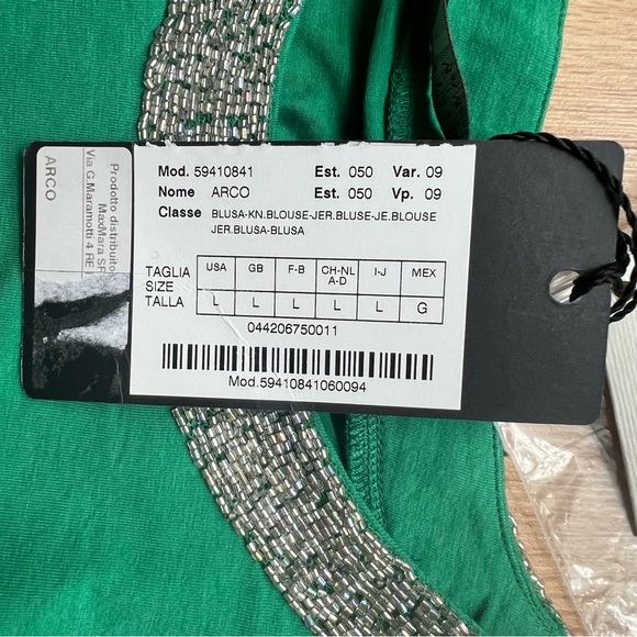 NWT Max Mara Weekend green hand embellished tank top - Picture 3 of 5
